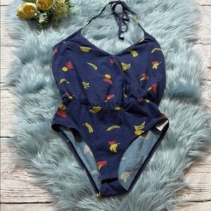 Modcloth Fruit Graphic Halter Bodysuit sz XS